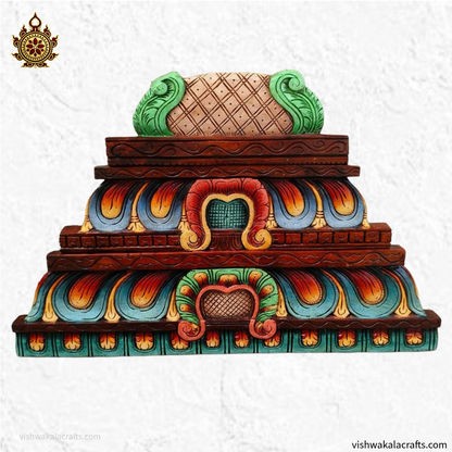 Temple Gopuram Carved wooden wall Panel Multicolour finish