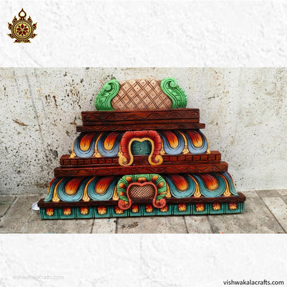 Temple Gopuram Carved wooden wall Panel Multicolour finish