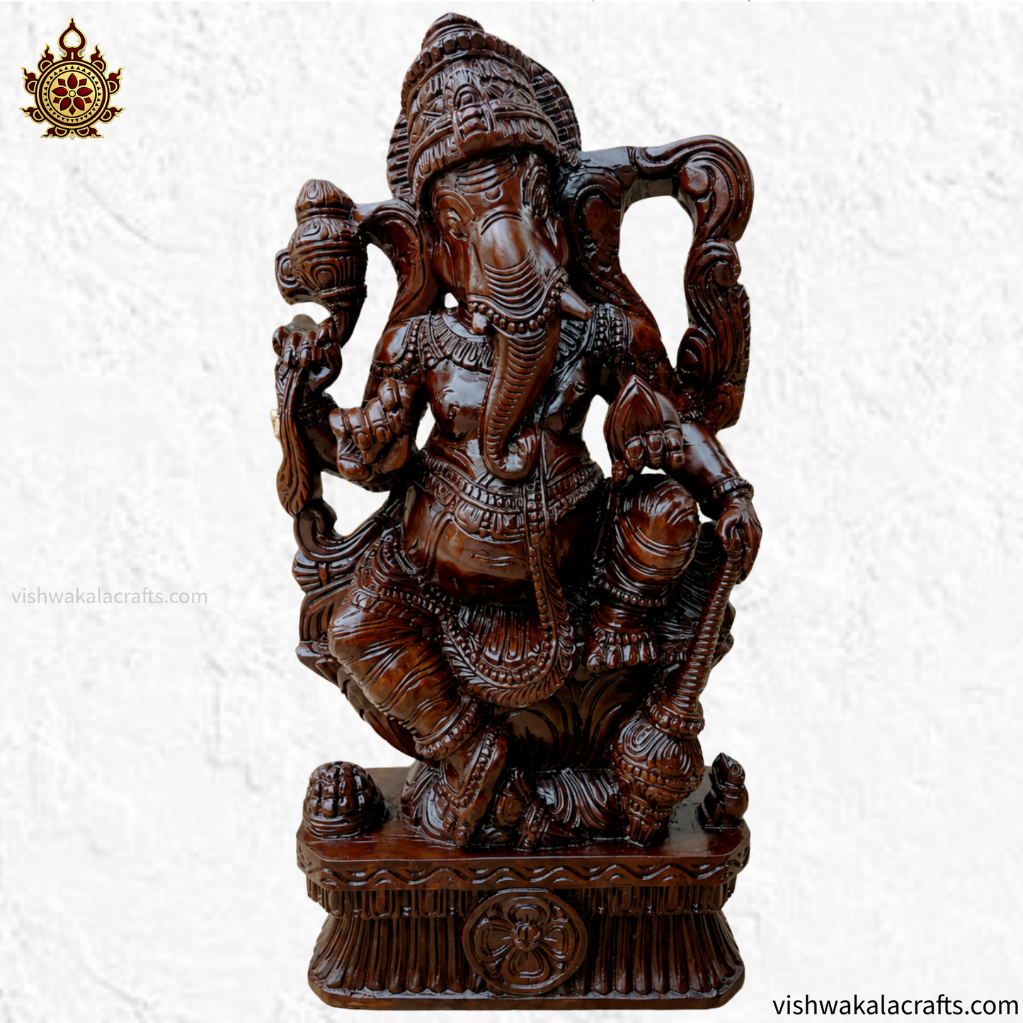 Intricately Handcrafted Wooden Ganesha Idol (3 feet)