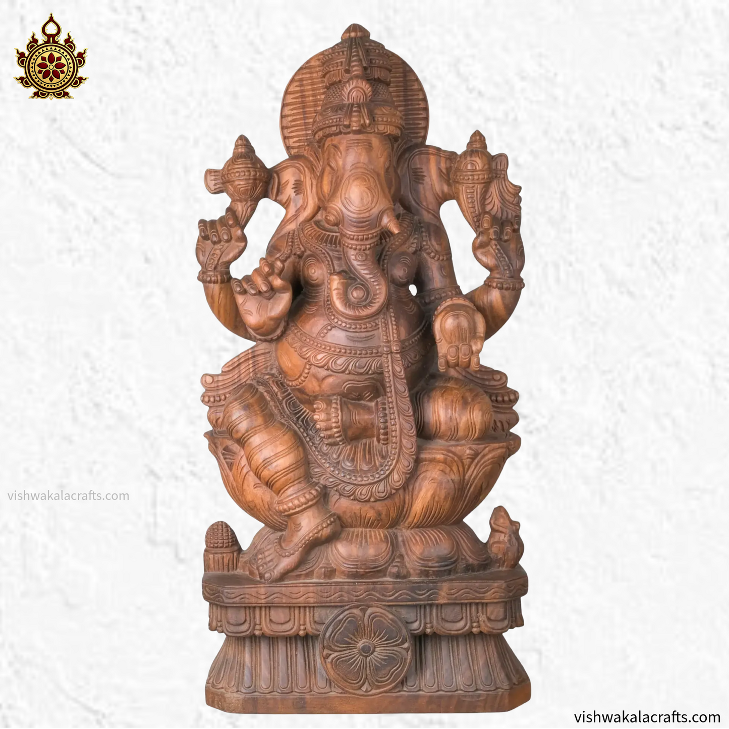 Handcrafted Wooden Lord Ganesha Sculpture 36''
