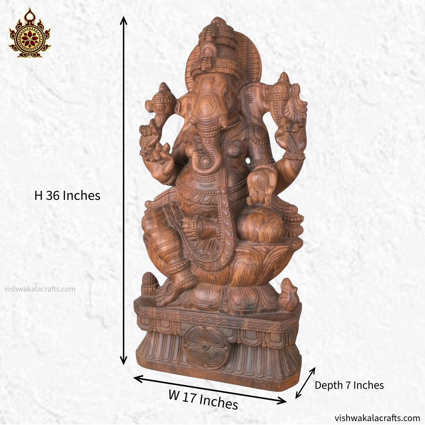 Handcrafted Wooden Lord Ganesha Sculpture 36''