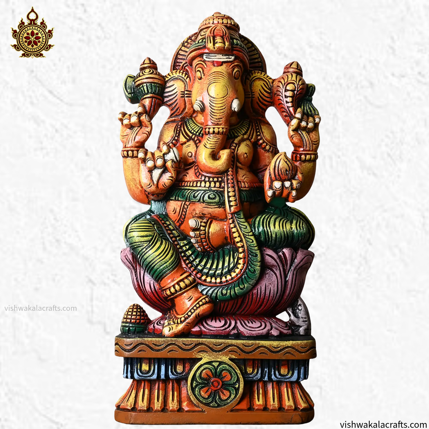 Wooden Lord Ganesha Statue Multicolour (2 feet)