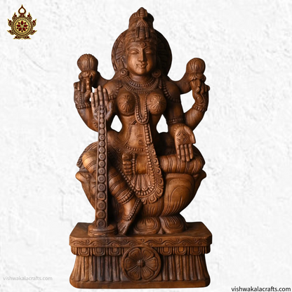 Handcrafted Wooden Mahalakshmi Statue (35 Inches)