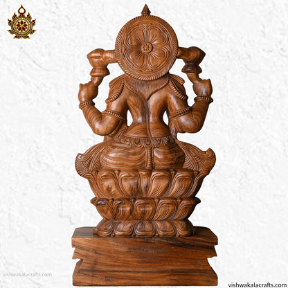 Handcrafted Wooden Lakshmi Idol Temple Style (3 feet)