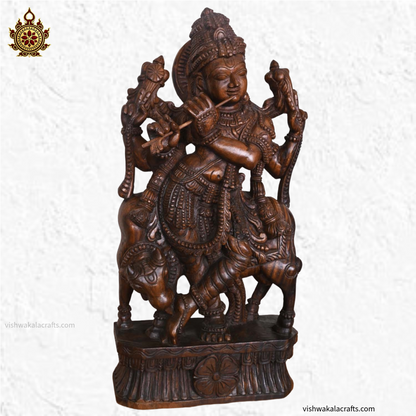 Handcrafted Wooden Gopal Krishna (3 feet) Vaagai wood