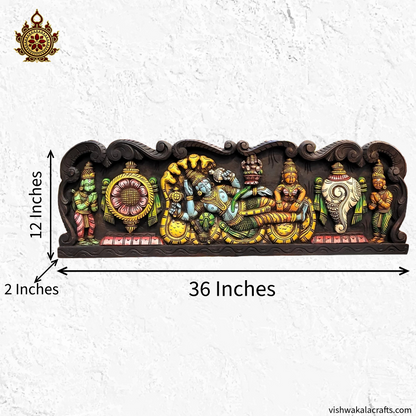 Lord Ranganathar with Garudar & Hanuman with Sangu Chekkaram Wall Panel
