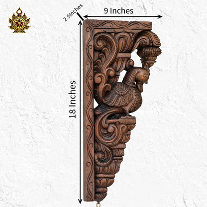 Annam Big Wall Bracket – Handcarved Ethnic Decor mahogany wood traditional chettinad handicrafts (18x9x2.5) (Single)