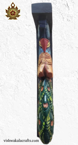 Vintage Peacock Wall Bracket maghony wood traditional chettinad handicrafts (12x7x2) (Single)
