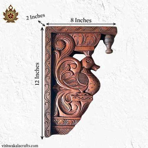 Annam Swan Wall Bracket Temple Inspired Wooden Accent (Single) (12x8x2) Inches