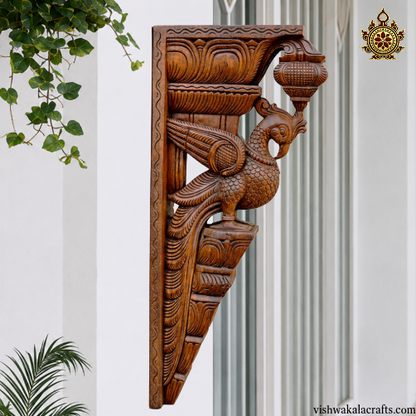 BIG Parrot Handcarved Wooden Wall Bracket (18x9x3) Inches (3 color options) (Single)