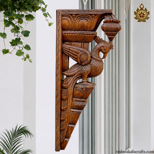 BIG Parrot Handcarved Wooden Wall Bracket (18x9x3) Inches (3 color options) (Single)