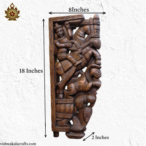 Horse with yali wall bracket corbel traditional chettinad handicrafts (18x8x2) Inches (Single)