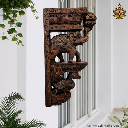 Elephant Trunk Up With Annam Big Wall Bracket Handicrafts (18x9.5x3.5) Inches (Single)