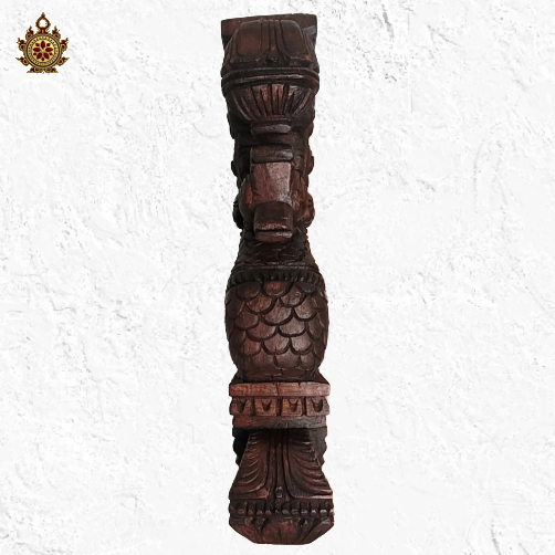 Annam wood carving wall bracket-corbel with double bodhil traditional chettinad handicrafts rosewood color (Single)