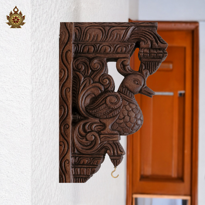 Annam wood carving wall bracket corbel traditional chettinad handicrafts rosewood color (Single)