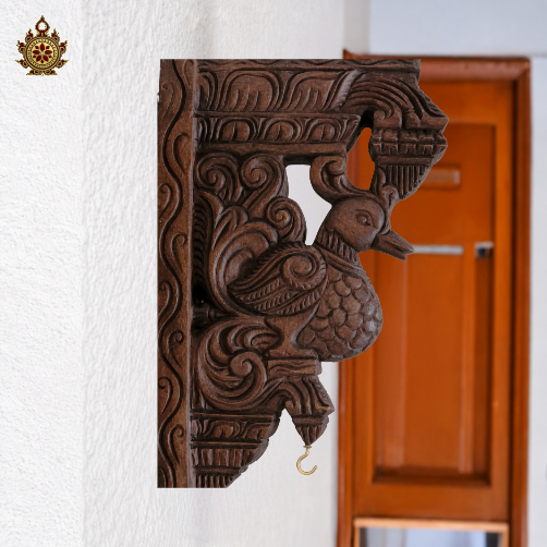 Annam wood carving wall bracket corbel traditional chettinad handicrafts rosewood color (Single)