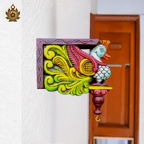 Swan annam wood carving wall bracket traditional chettinad handicrafts maghony wood (10x9x3) (Single)