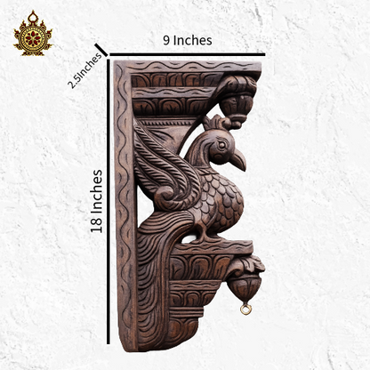 Peacock rosewood natural colour double bodhil Vagai wood carving wall bracket (18x9x2.5) (Single)