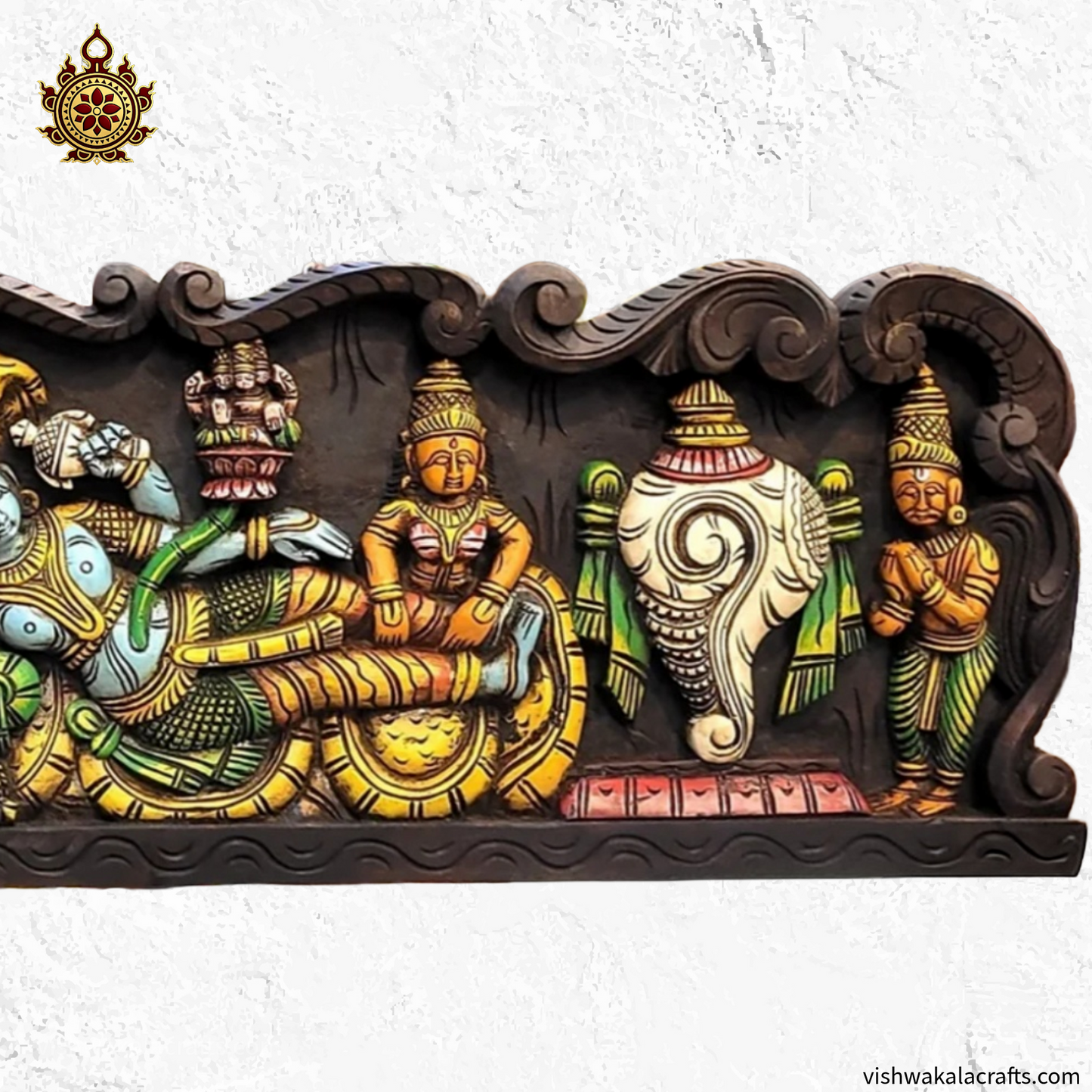 Lord Ranganathar with Garudar & Hanuman with Sangu Chekkaram Wall Panel
