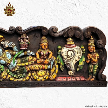 Lord Ranganathar with Garudar & Hanuman with Sangu Chekkaram Wall Panel