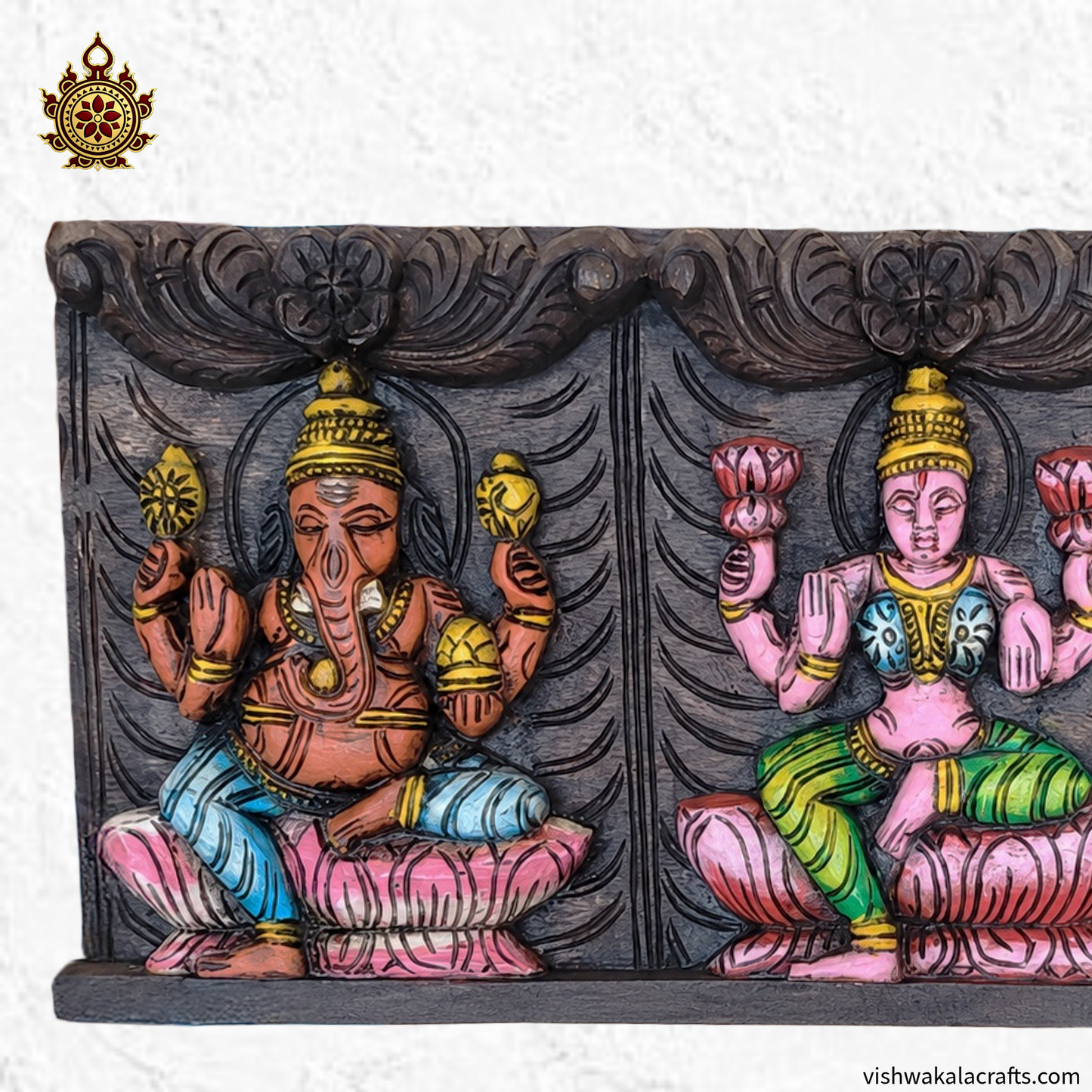 Lakshmi ganesha saraswathy wooden wall panel 24 Inches