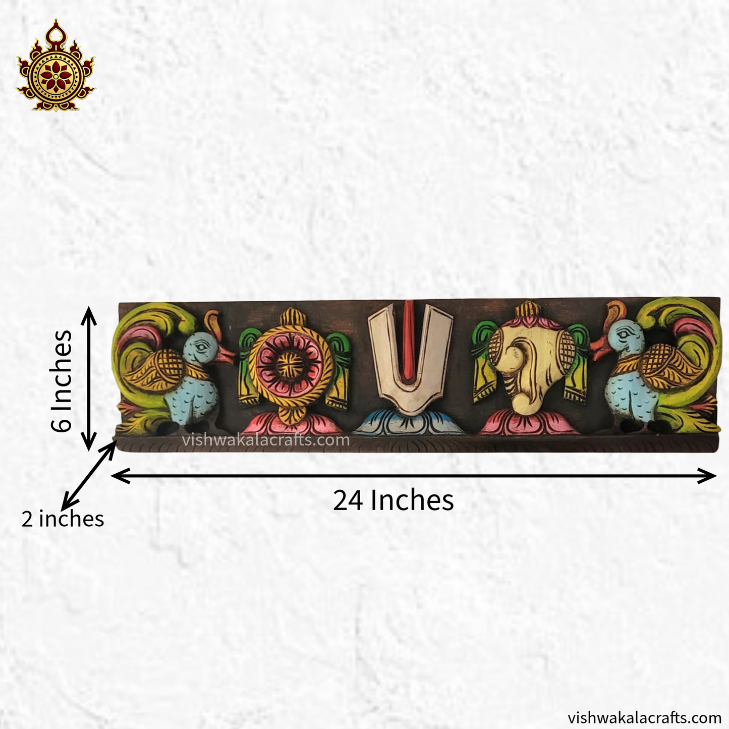 Namam Sangu Chakram with Annam - Wooden wall panel
