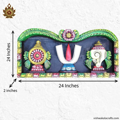 Namam Sangu chakram Wooden Wall panel
