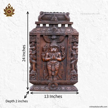 Wooden Hanuman Gopuram Carving Wall Panel