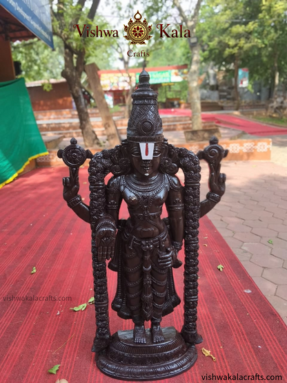 Handcrafted Lord Venkateswara (Balaji) Wooden Statue - (Shine Polish & Matte Finish)