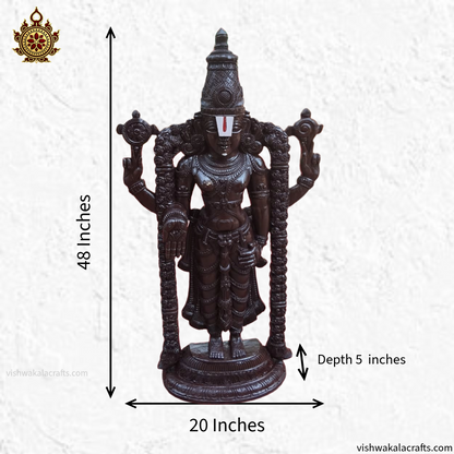 Handcrafted Lord Venkateswara (Balaji) Wooden Statue - (Shine Polish & Matte Finish)
