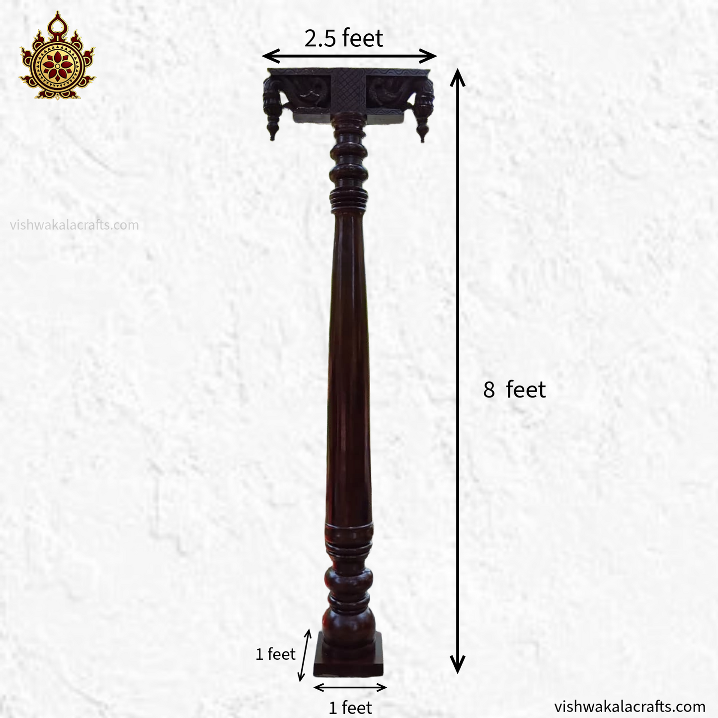 Indian Wood Carved Pillar rosewood colour