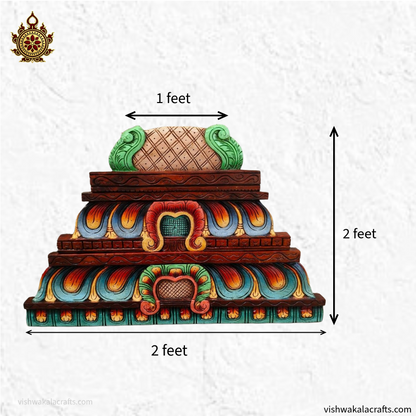 Temple Gopuram Carved wooden wall Panel Multicolour finish