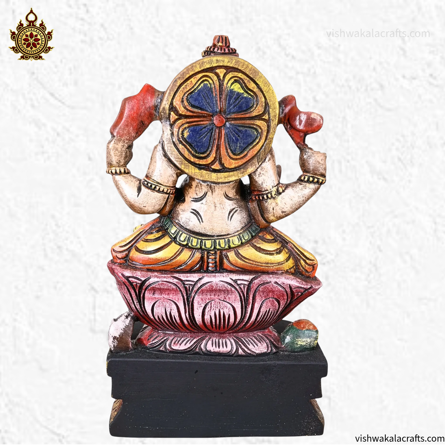 Decorative Wooden Ganesh Idol Hand Painted Finish 18''