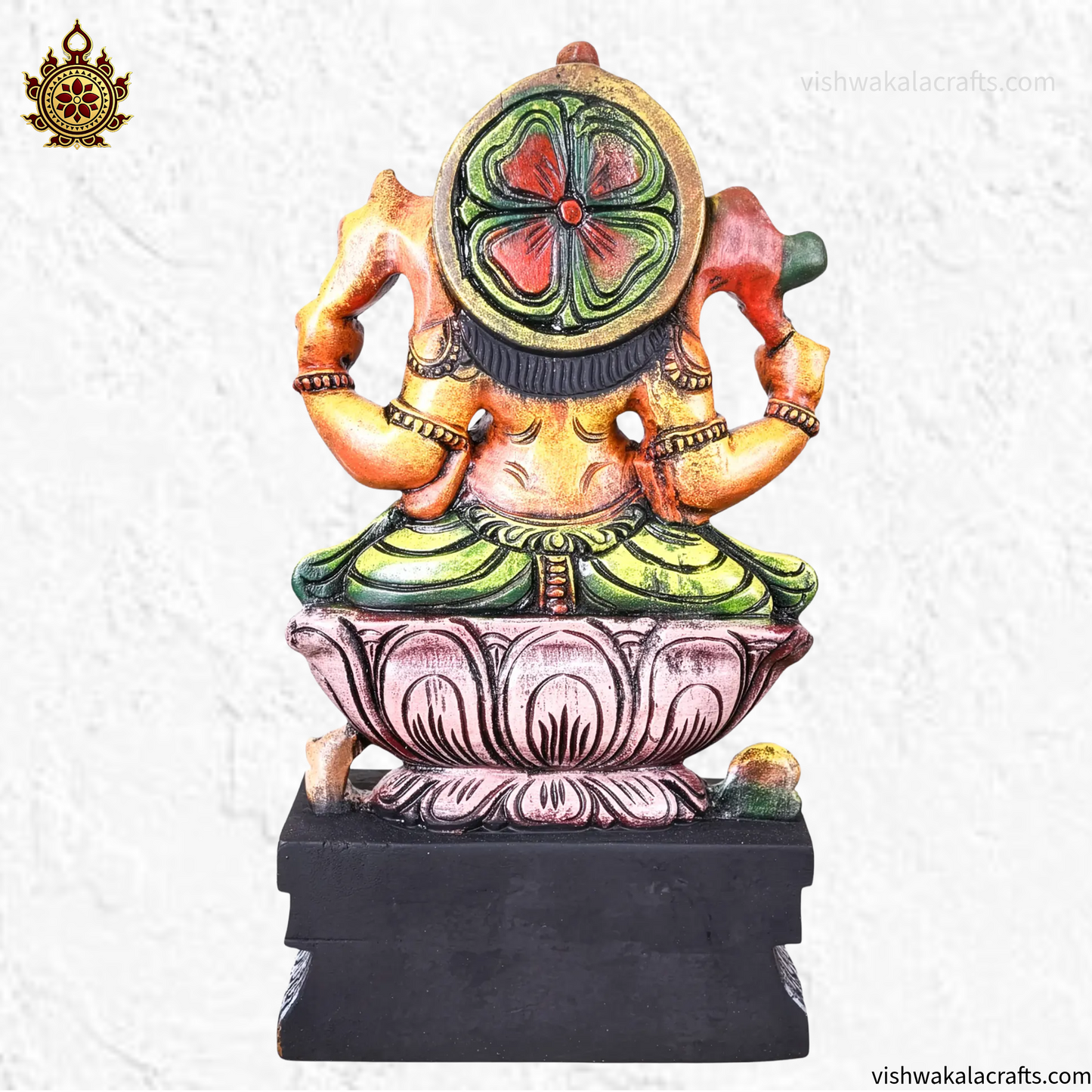 Traditional Antique Finish - Handcrafted Wooden Lord Ganesha Statue 18"