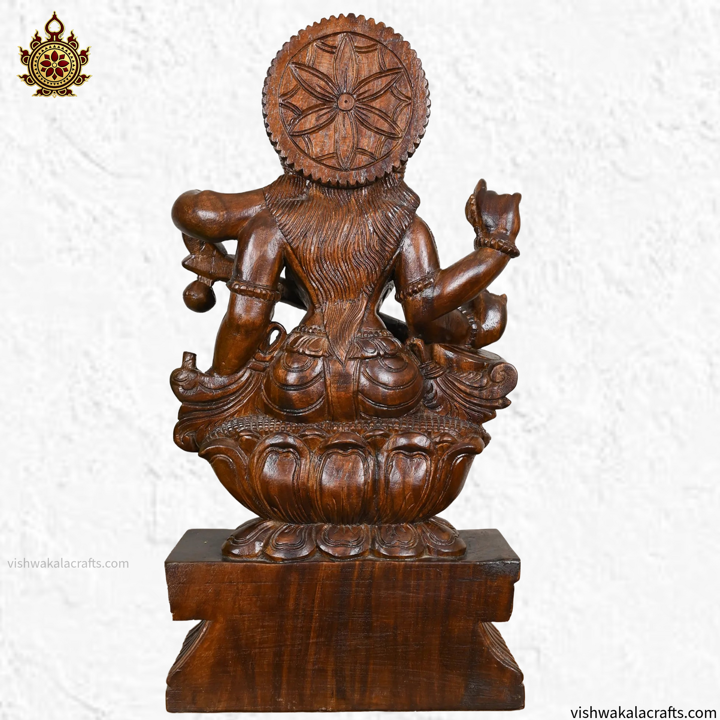 Saraswati Devi Wooden Handcarved statue-23"