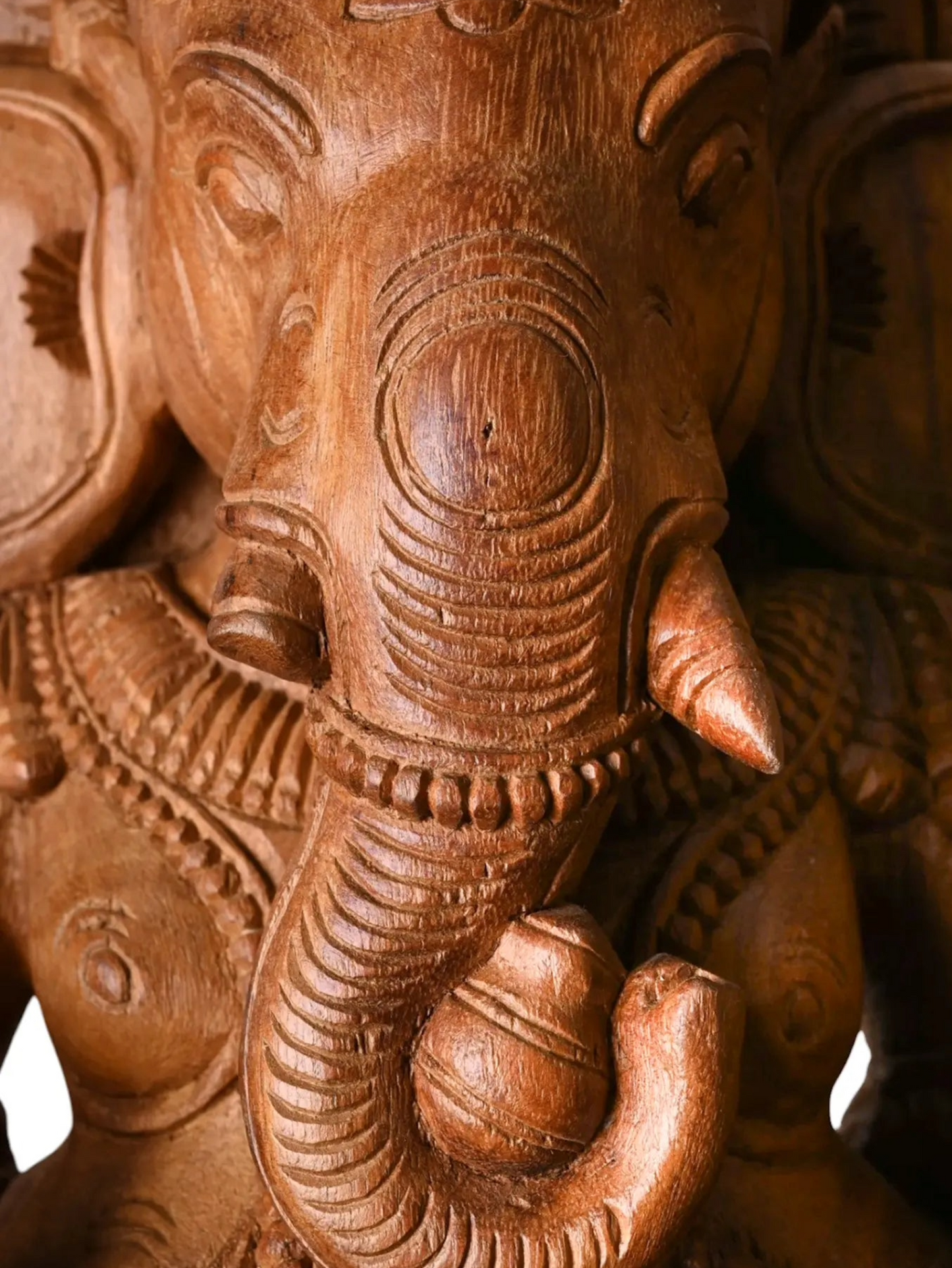 Handcrafted Wooden Seated Ganesha on Lotus Pedestal - Statue (3 feet)
