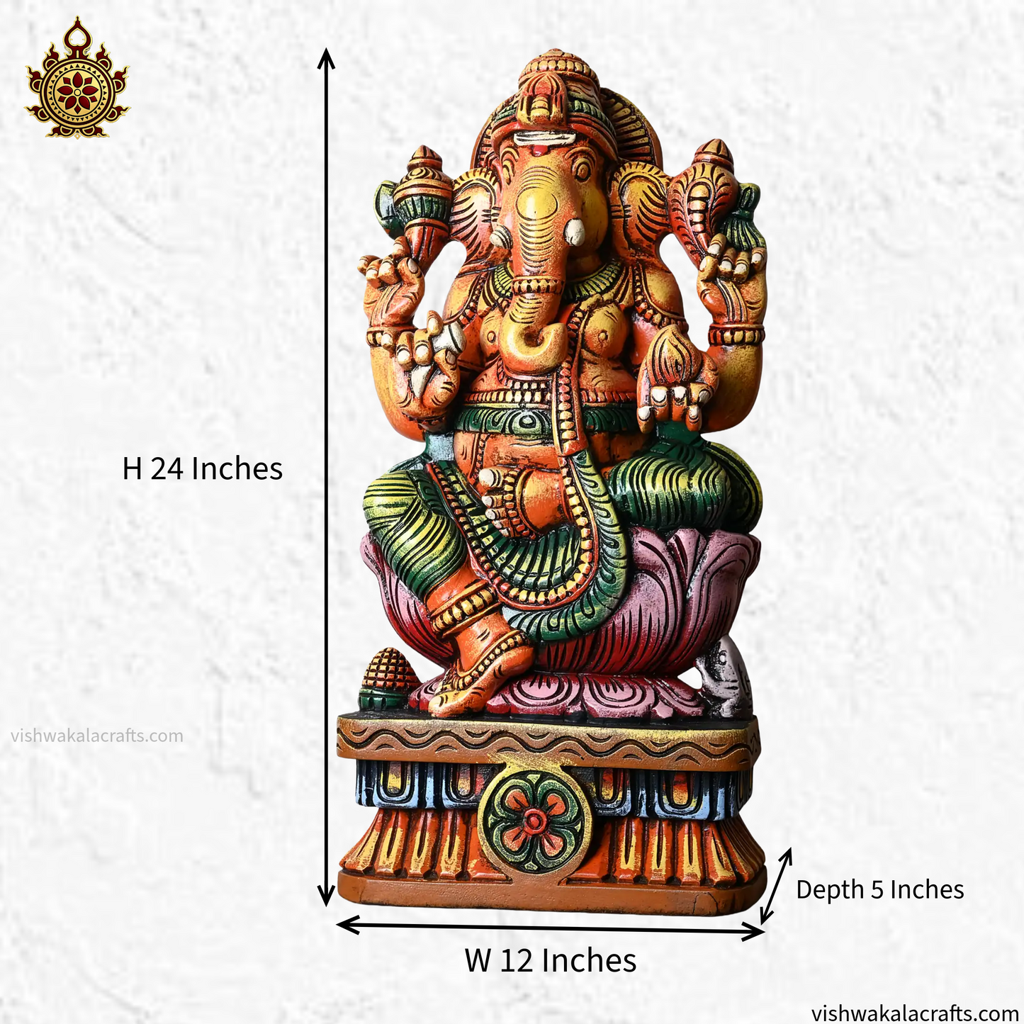 Wooden Lord Ganesha Statue Multicolour (2 feet)