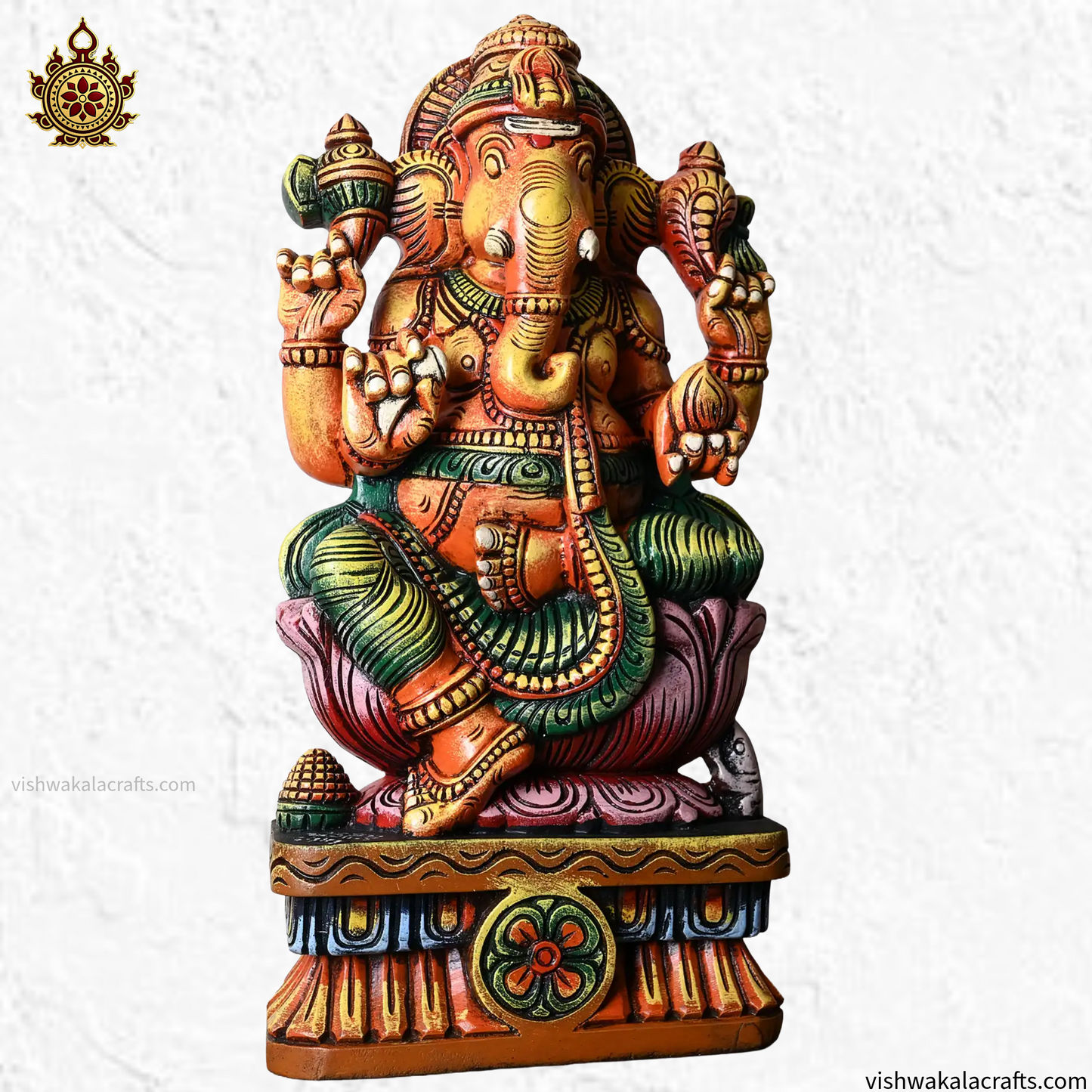 Wooden Lord Ganesha Statue Multicolour (2 feet)