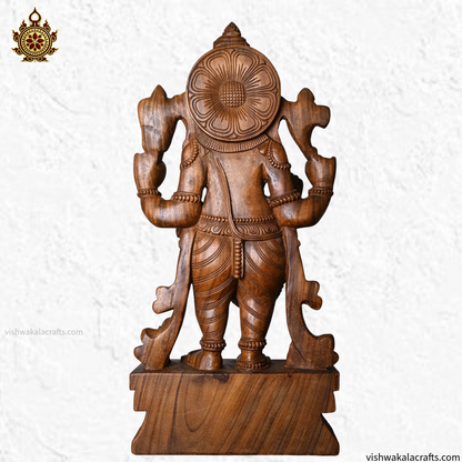 Handcrafted Wooden Ganesha Statue Intricately Carved Standing Lord Ganesha (30 Inches)