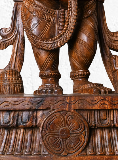 Handcrafted Wooden Ganesha Statue Intricately Carved Standing Lord Ganesha (30 Inches)