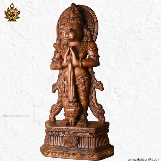 Handcrafted Wooden Hanuman Idol (God Sculpture) (37 inches)