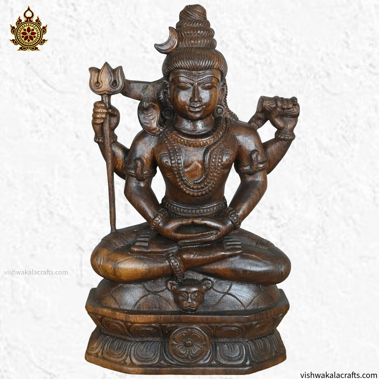 Handcrafted Meditative Lord Shiva Wooden Statue (21 inches)