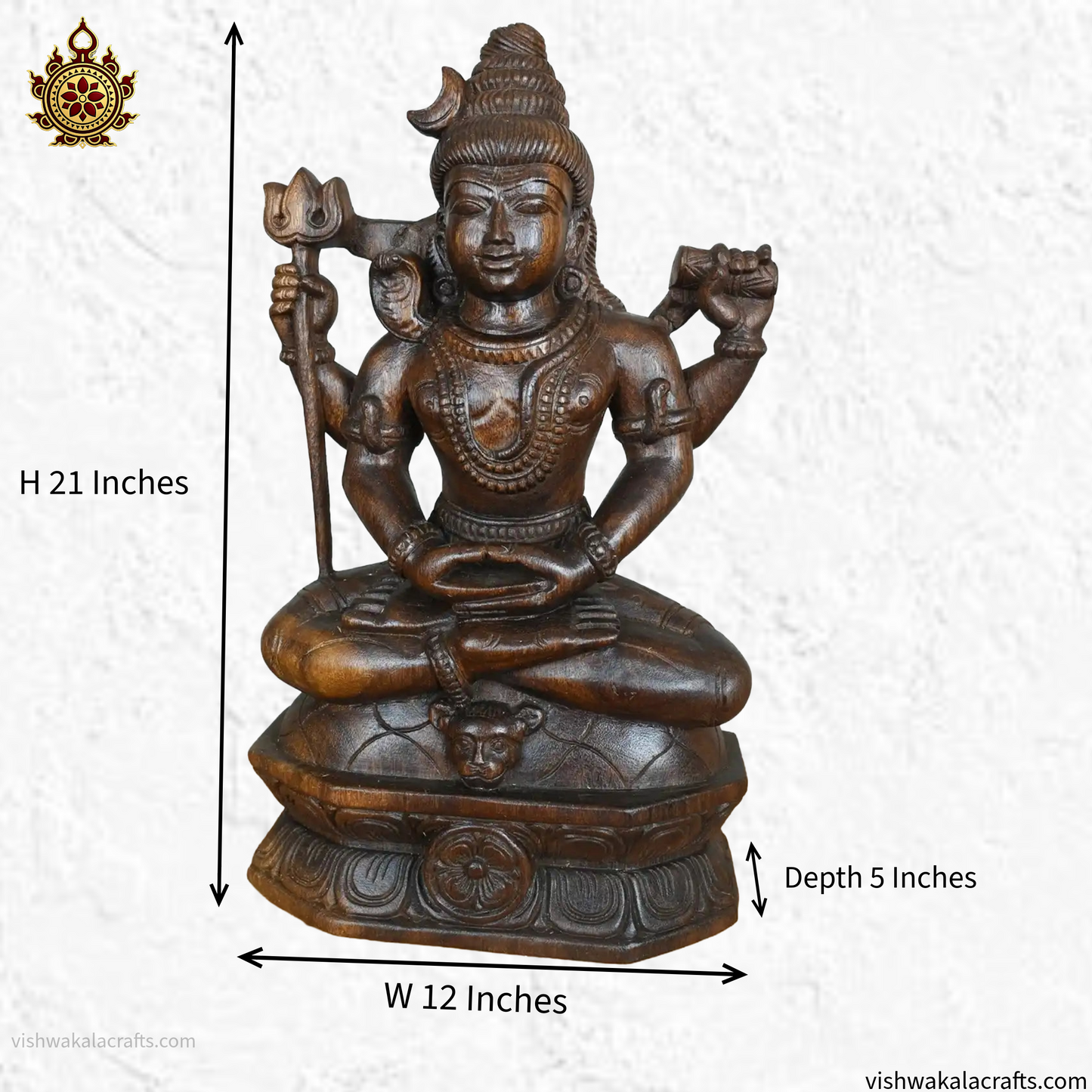 Handcrafted Meditative Lord Shiva Wooden Statue (21 inches)