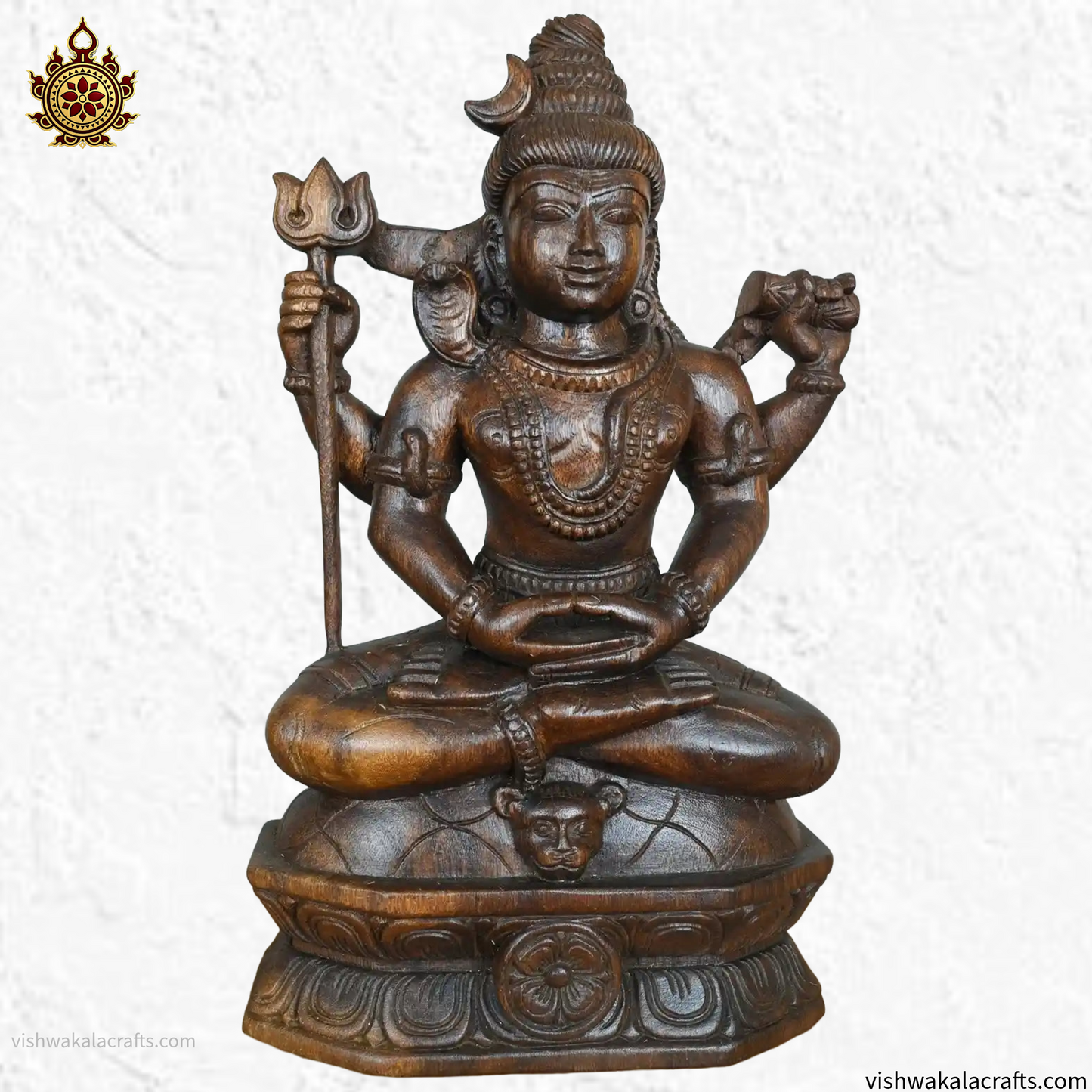 Handcrafted Meditative Lord Shiva Wooden Statue (21 inches)