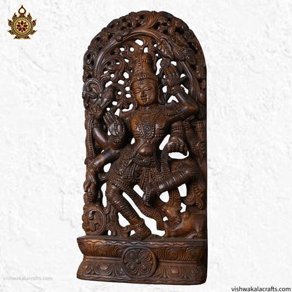 Wooden Handcrafted Dancing Shiva Sculpture – Antique Finish (24 Inches)