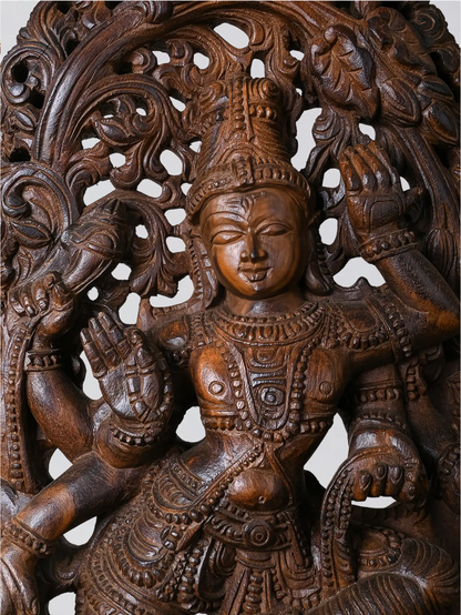 Wooden Handcrafted Dancing Shiva Sculpture – Antique Finish (24 Inches)