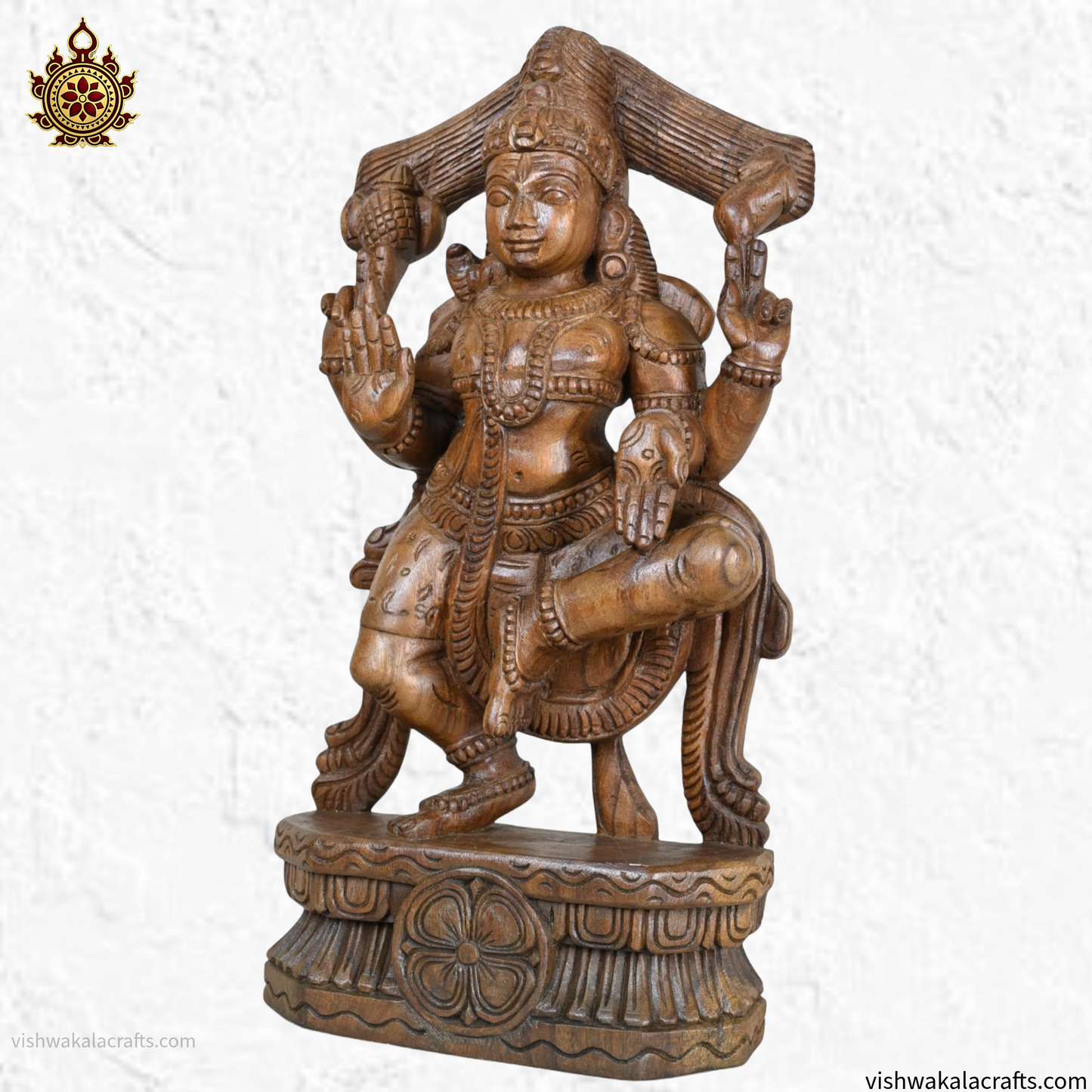 Handcrafted Wooden Blessing Lord Shiva Standing Sculpture (2 feet) Vaagai wood