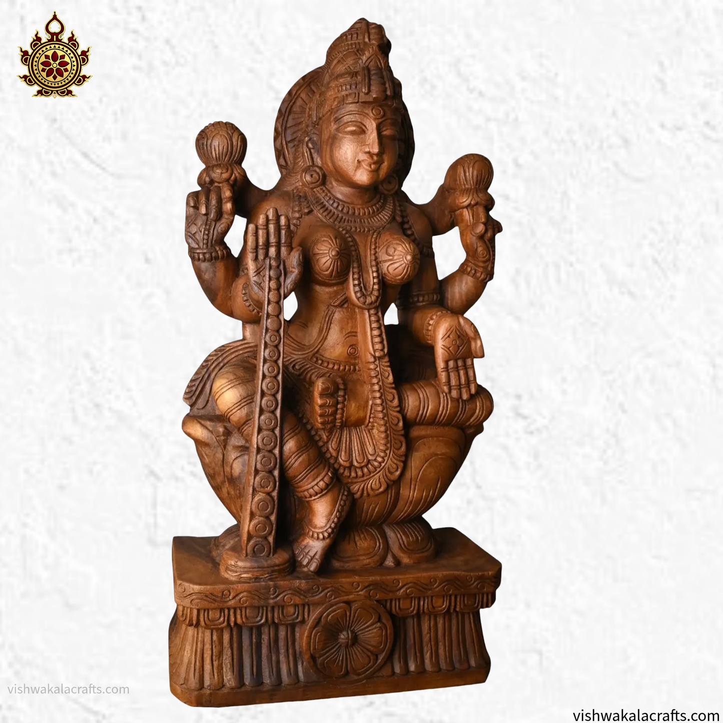 Handcrafted Wooden Mahalakshmi Statue (35 Inches)