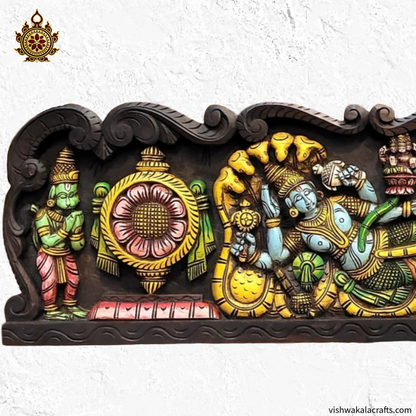 Lord Ranganathar with Garudar & Hanuman with Sangu Chekkaram Wall Panel