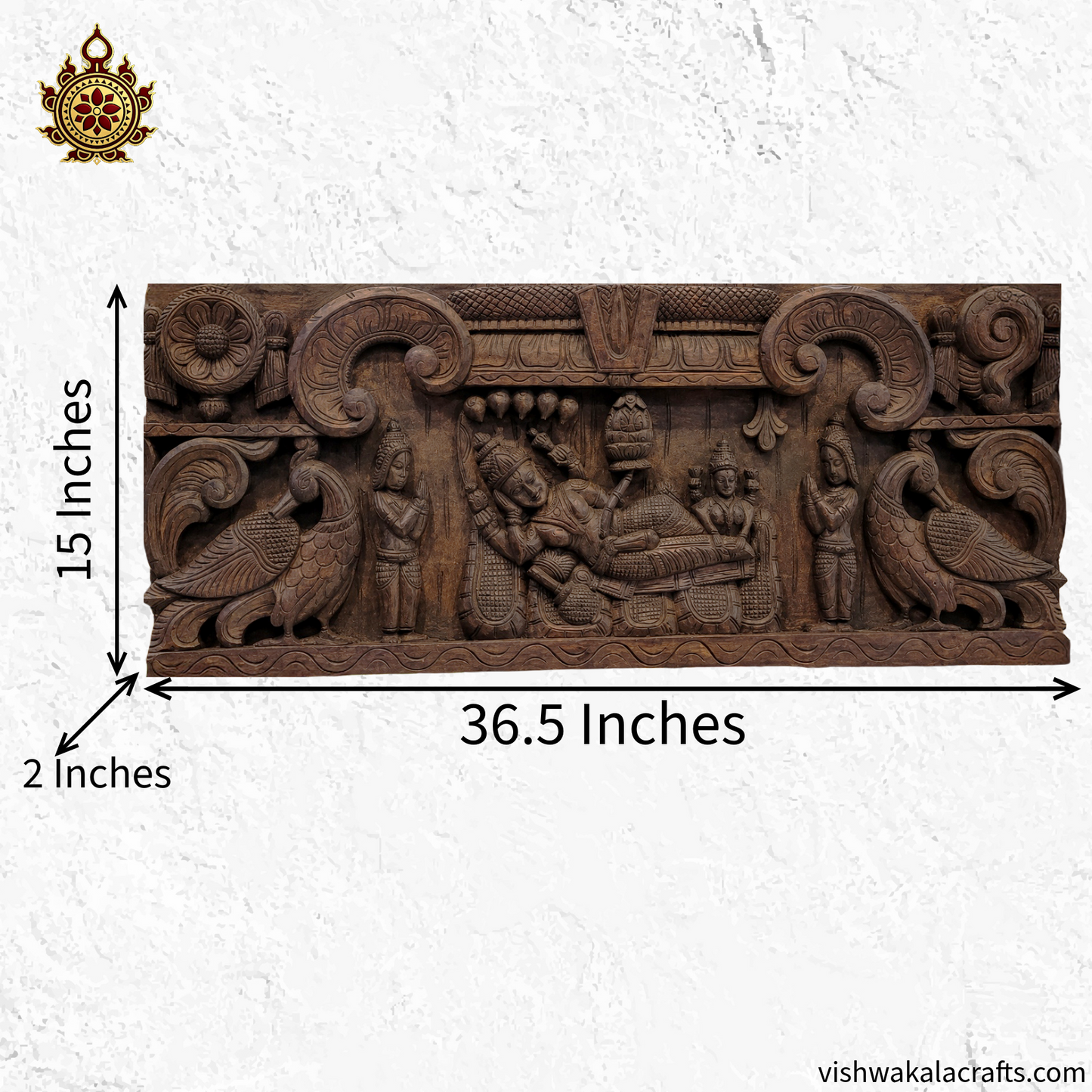 Lord Ranganathar With Namam Sangu Chakkaram wood Annam wooden wall panel Wall Hanging